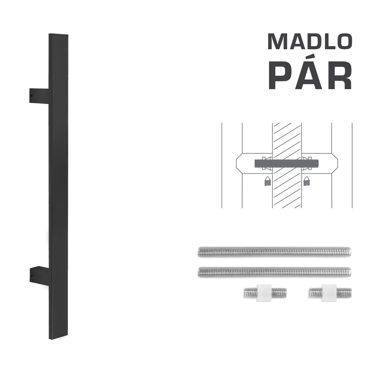 Madlo na dveře FT - MADLO kód K41S 40x10 mm UN pár BS - Černá matná