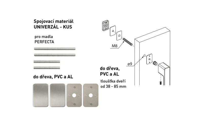 Spojovací materiál pro madlo MPK - PERFECTA Spojovací materiál UNIVERZÁL pro MADLO ks NP - Nikl perla
