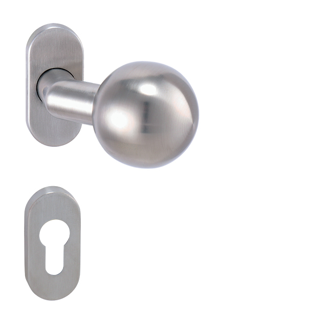 Koule na dveře MP - KOULE VYOSENÁ SET - UOR BN - Broušená nerez