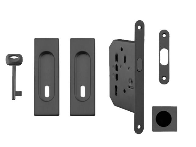 FT - Set na posuvné dveře hranatý - BB / D BS - Černá matná