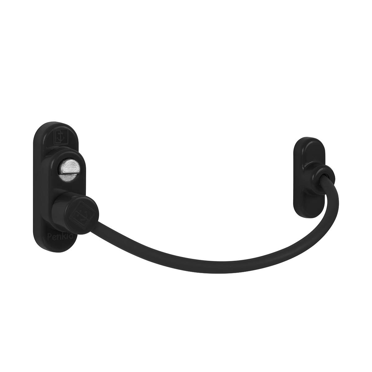 PD - Lankový zámek na okno s pojistkou BS - Černá matná (RAL9005)