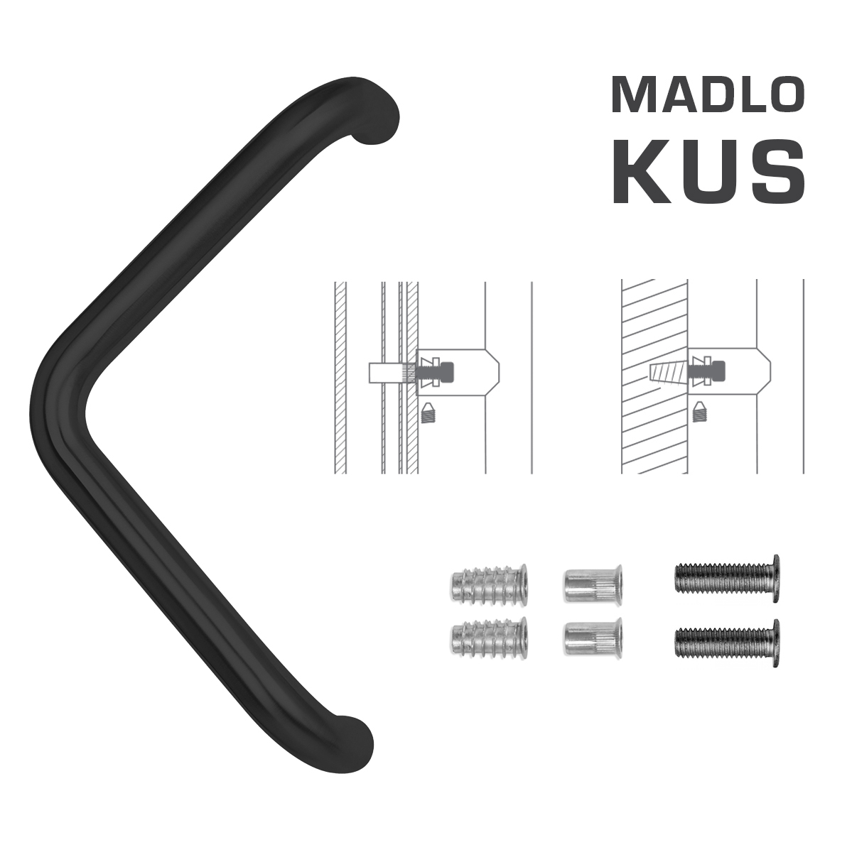 Madlo na dveře FT - MADLO kód K14T Ø 32 mm SP ks BS - Černá matná