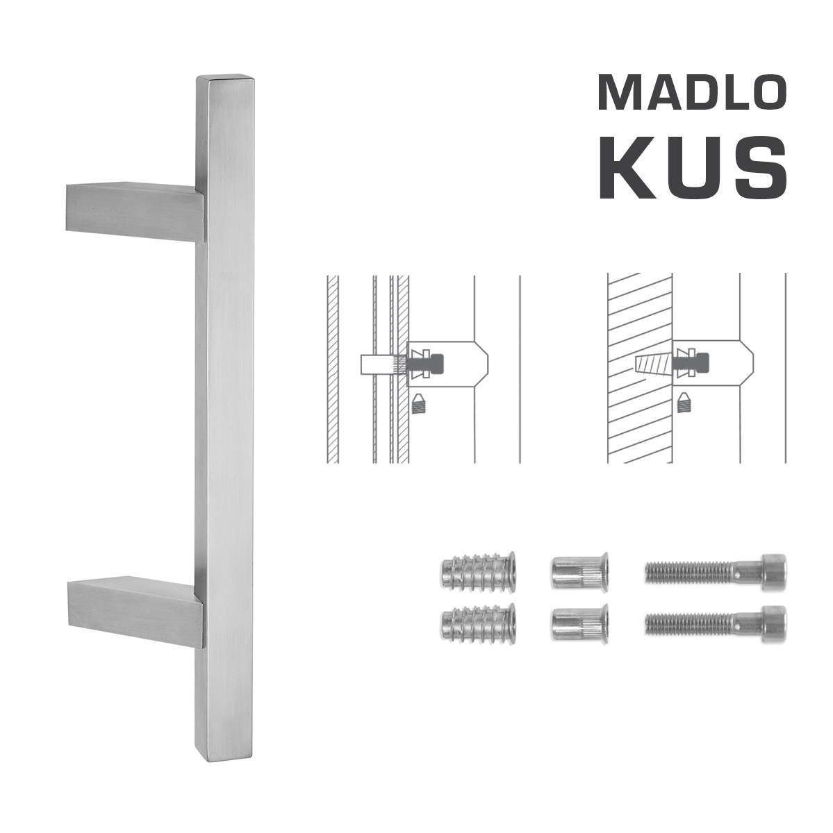 Madlo na dveře FT - MADLO kód K31Z 25x25 mm SP ks BN - Broušená nerez