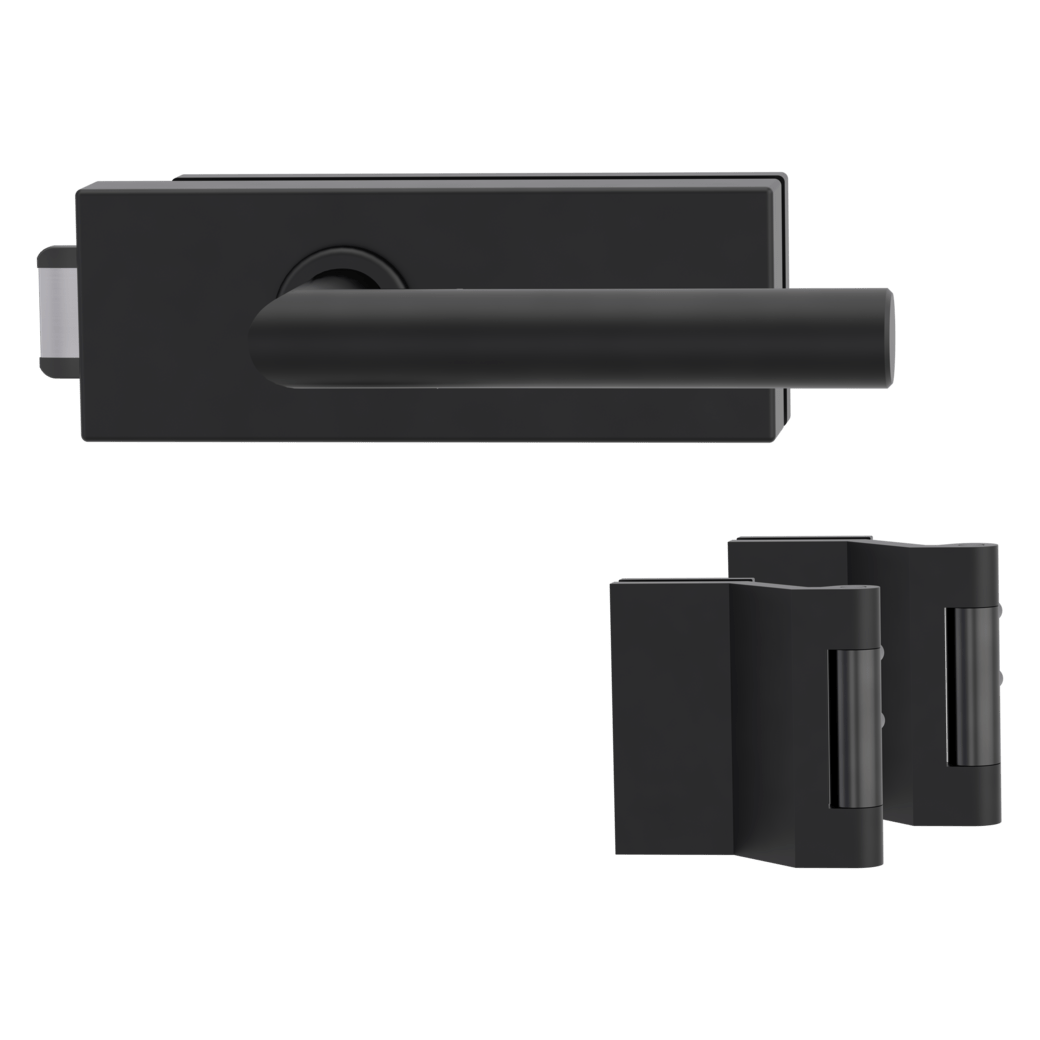 Klika na dveře GK - PURISTO S - ZÁMEK na sklo s klikou LUCIA  - UV (vč. závěsů) Grafit černá (78)