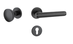 Klika na dveře AS - EGERIA - R 7S BS - Černá matná / černá kůže