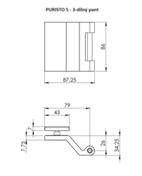 GK - PURISTO S - ZÁMEK na skleněné dveře - UV - magnetický (vč. závěsů) BN - Broušená nerez (71)