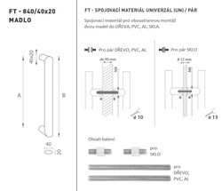 Madlo na dveře FT - MADLO kód K40 40x20 mm UN pár BN - Broušená nerez