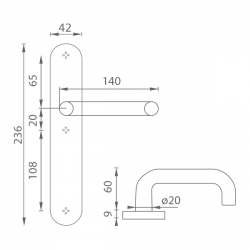 Klika na dveře MP - COSLAN SPECIÁL - SOD BN - Broušená nerez