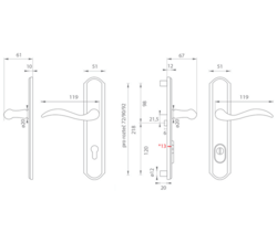 Zpevněné kování MI - LYON/JULIA PLUS - SO OLV/OLS - Mosaz leštěná lakovaná / mosaz broušená