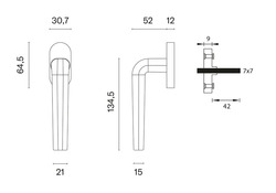 Klika na eurookno AT - DK - INULA - R OCS - Chrom broušený