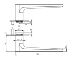 Klika na dveře GK - AVUS PIATTA S - R Kašmír šedá (27)