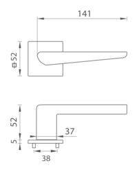 Klika na dveře TI - TIGA - HR 4154Q 5S WS - Bílá matná (152)