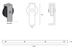 Posuvný systém na dřevěné dveře JNF - PS CHARRIOT 1700 SYSTÉM NA DŘEVO IN.15.901.I INOX