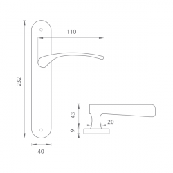 Klika na dveře MP - LAURA OCS - Chrom broušený