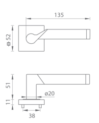 Klika na dveře TI - MARENA - HR 794Q OC/BN - Chrom lesklý / broušená nerez (67)
