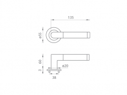 Klika na dveře MP - PRADO - R 3SM BN/LN - Broušená nerez / leštěná nerez
