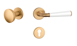 Klika na dveře ASM - MARIGOLD 3 - R 7S OLS/WS/OLS - Mosaz broušená / bílá matná / mosaz broušená