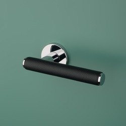 Klika na dveře AS - EGERIA - R 7S OC - ​​Chrom lesklý / černá kůže