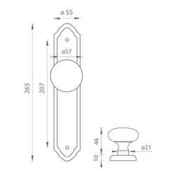 Koule na dveře MP - KOULE PEVNÁ LEONTINA - SO OBA - Antik bronz