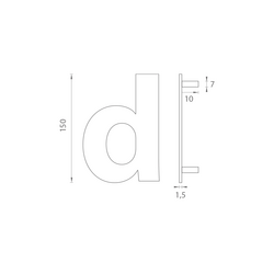 LR - Domovní písmeno &quot;d&quot; - 150 mm BN - Broušená nerez