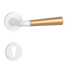 Klika na dveře ASM - MARIGOLD 3 - R 7S WS/OLS/WS - Bílá matná / mosaz broušená / bílá matná