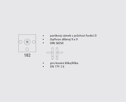 DK - MECHANICKÝ PANIKOVÝ ZÁMEK 182 &quot;D&quot; - OTEVÍRÁNÍ VEN Stříbrná