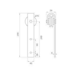 MP - Posuvný systém VINTAGE 2 s tlumičem a kolejnicí 2m BS - Černá matná
