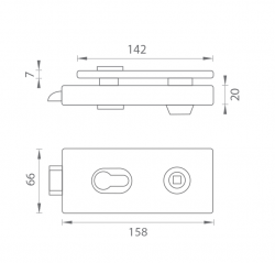 TI - Zámek na skleněné dveře T - Titan (141)