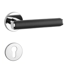 Klika na dveře AS - EGERIA - R 7S OC - ​​Chrom lesklý / černá kůže