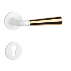 Klika na dveře ASM - MARIGOLD 3 - R 7S WS/OLV/WS - Bílá matná / mosaz leštěná lakovaná / bílá matná