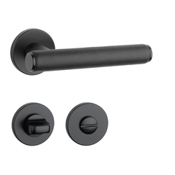 Klika na dveře AS - EGERIA - R 7S BS - Černá matná / černá kůže