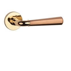 Klika na dveře ASM - MARIGOLD 2 - R 7S OLV/CUM - Mosaz leštěná lakovaná / měď matná