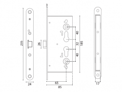 JNF - PANIKOVÝ PROTIPOŽÁRNÍ zámek - IN.20.960 - 65/72 mm Stříbrná