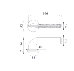 Klika na dveře AS - DETAZIA - R 7S BS - Černá matná / kůže