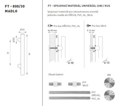 Madlo na dveře FT - MADLO kód K00 Ø 30 mm UN ks BN - Broušená nerez