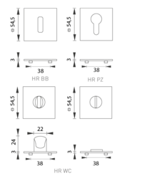 Rozeta ke klice SH - ROZETA - HR 3SM BN - Broušená nerez