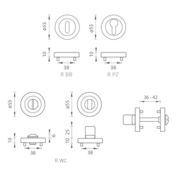 Rozeta ke klice MP - ROZETA - R (šroubovací) OGS - Bronz česaný matný
