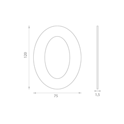 LR - Domovní číslice &quot;0&quot; - 120 mm - nalepovací BN - Broušená nerez