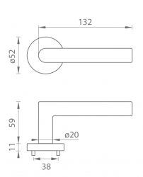 Klika na dveře TI - FAVORIT - R 2002 BS - Černá matná (153)
