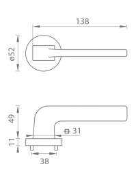 Klika na dveře TI - DARA - R 4007 OCS - Chrom broušený (96)