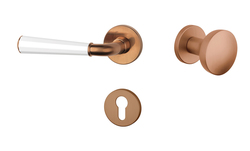 Klika na dveře ASM - MARIGOLD 3 - R 7S CUM/WS/CUM - Měď matná / bílá matná / měď matná