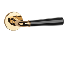 Klika na dveře ASM - MARIGOLD 2 - R 7S OLV/BS - Mosaz leštěná lakovaná / černá matná