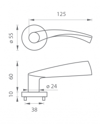 Klika na dveře MP - SPIRIT - R T/OC - Titan / chrom lesklý