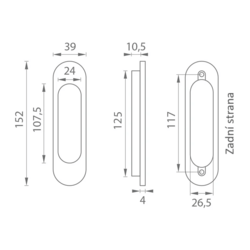 MP - MUŠLE OVÁL 040 bez otvoru BS - Černá matná