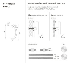 Madlo na dveře FT - MADLO kód K39 Ø 32 mm UN ks WS - Bílá matná