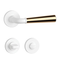 Klika na dveře ASM - MARIGOLD 3 - R 7S WS/OLV/WS - Bílá matná / mosaz leštěná lakovaná / bílá matná