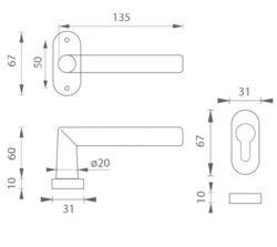 Klika na dveře MP - FAVORIT - UOR BS - Černá matná