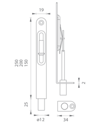 JNF - Zástrč dveří IN.17.615.150 BN - Broušená nerez