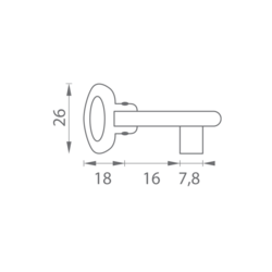 FT - Zalamovací klíč k zámku BB 60/50 - dlouhý OLV - Mosaz leštěná lakovaná