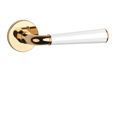 Klika na dveře ASM - MARIGOLD 3 - R 7S OLV/WS/OLV - Mosaz leštěná lakovaná / bílá matná / mosaz leštěná lakovaná